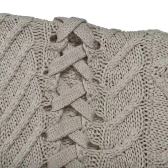 Heartloom Sweater Cable Knit  Braided Cream Oatmeal Oversit Small - Picture 7 of 12